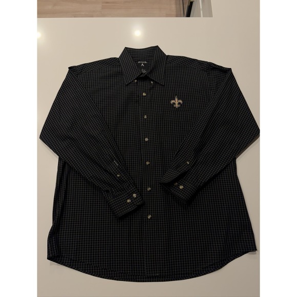 Antigua Other - Antigua New Orleans Saints Men's L Long Sleeve Button Down Shirt Black Check